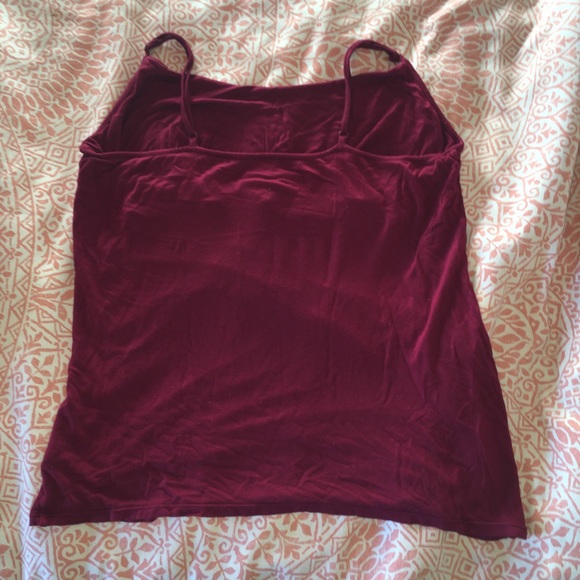 Maternity Tank Top - Ruched Sides Spaghetti Strap Shelf Bra Burgundy Wine Sz L - Picture 7 of 12
